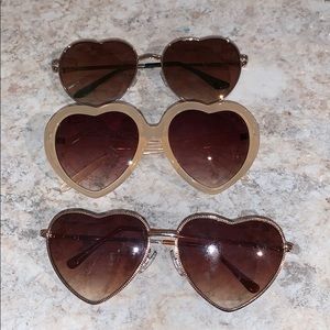 3 pairs of heart shaped sunglasses